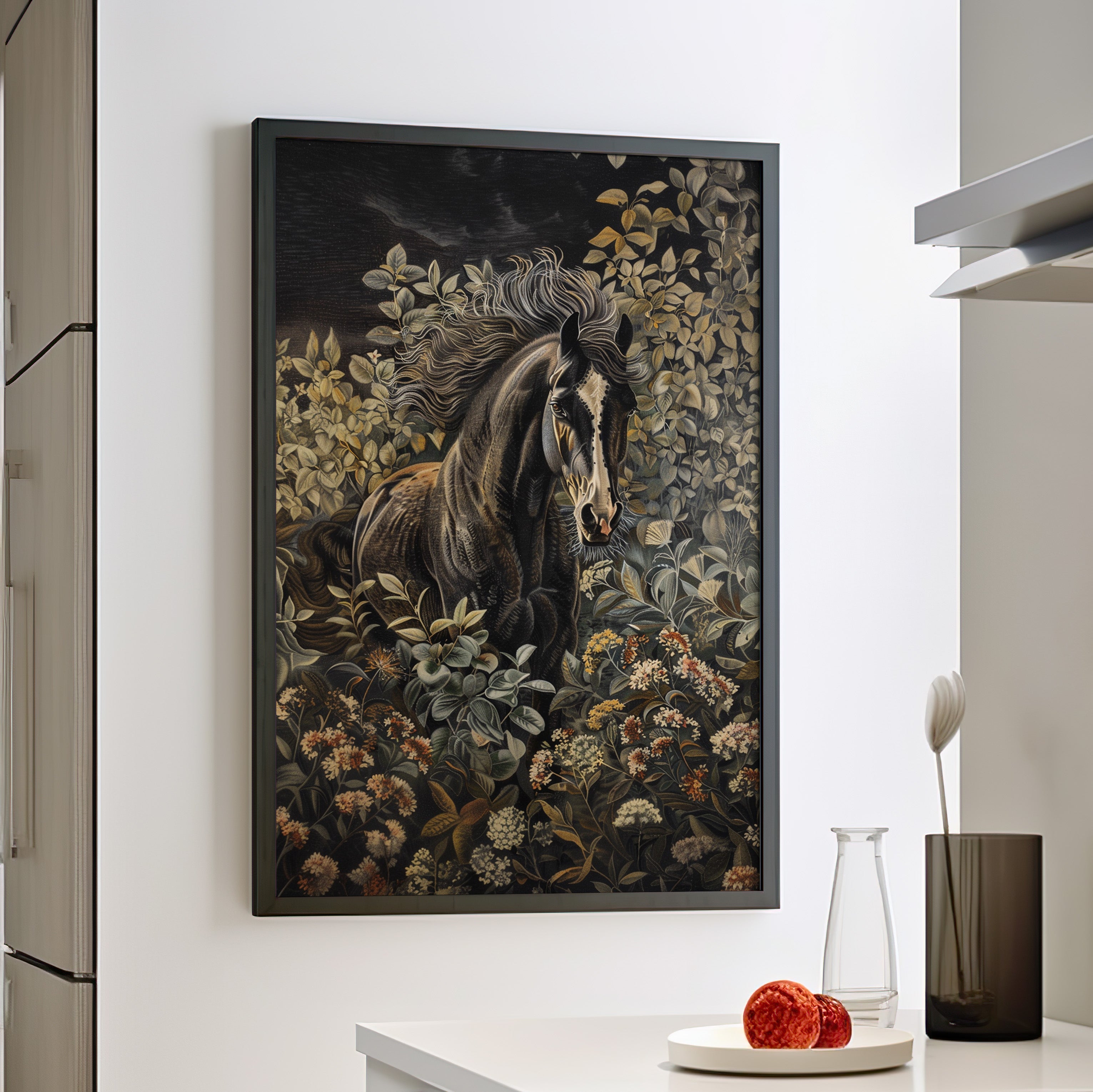 Framed Paper Print - Equine Elegance in Twilight Bloom