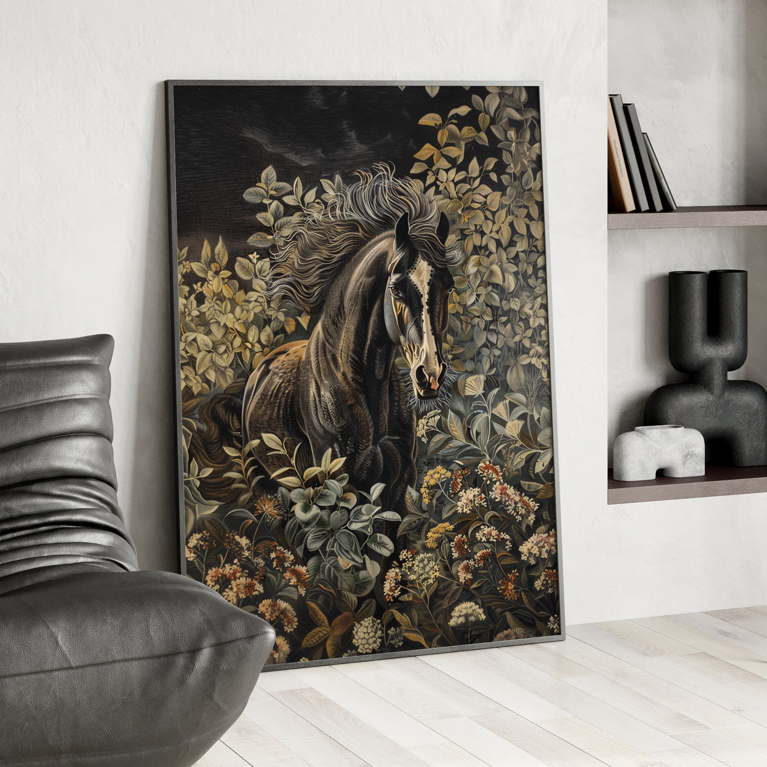 Framed Paper Print - Equine Elegance in Twilight Bloom