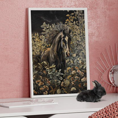 Framed Paper Print - Equine Elegance in Twilight Bloom