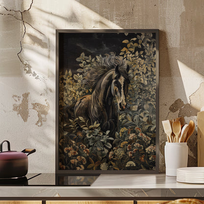 Framed Paper Print - Equine Elegance in Twilight Bloom