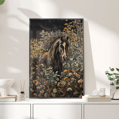 Framed Paper Print - Equine Elegance in Twilight Bloom