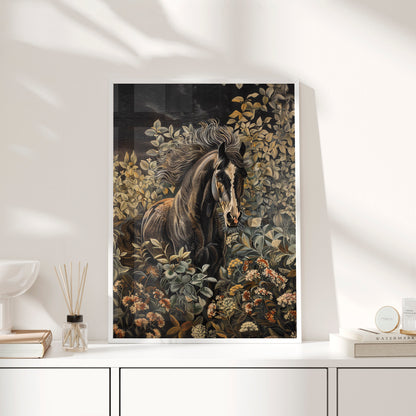 Framed Paper Print - Equine Elegance in Twilight Bloom