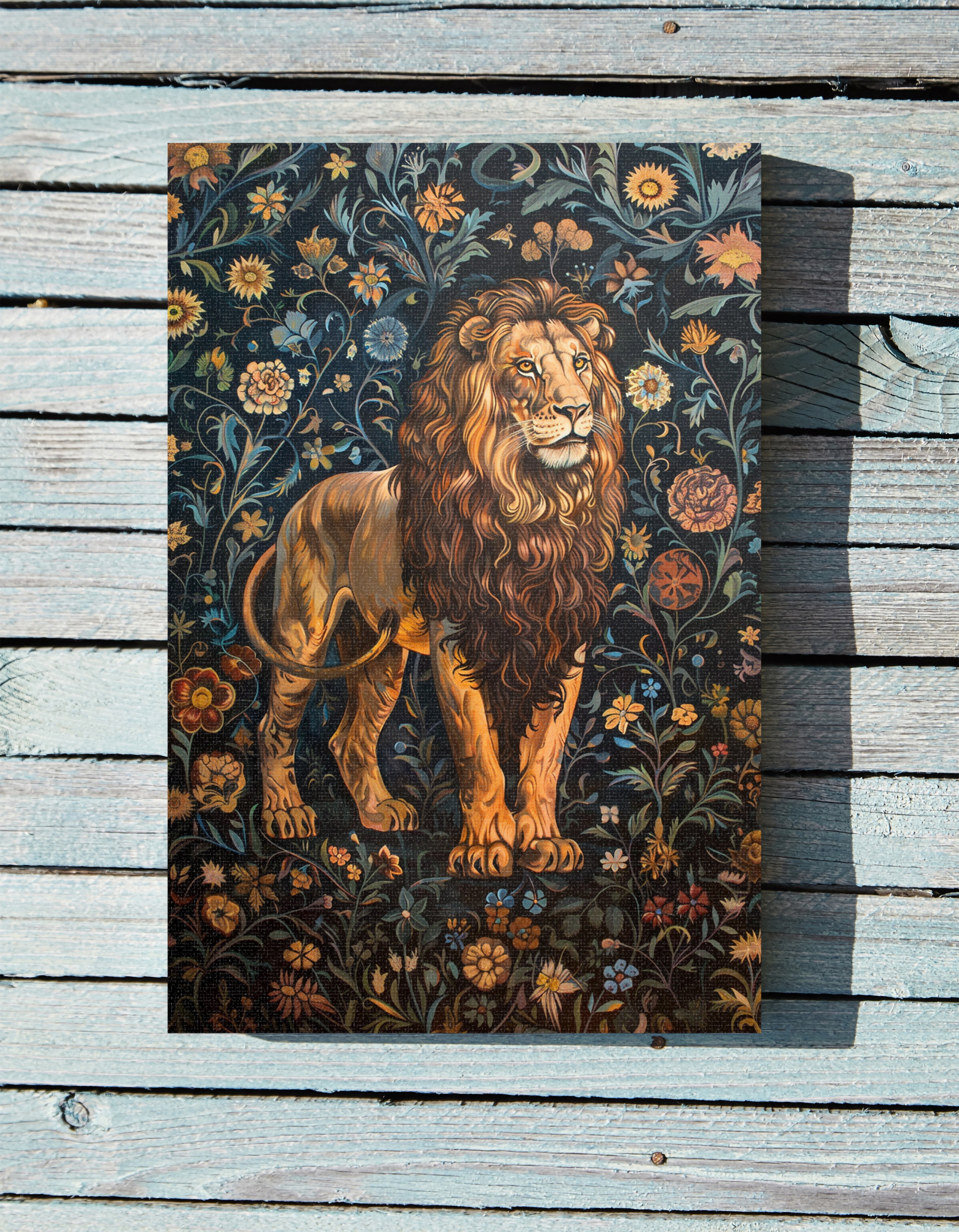 .75&quot; Matte Canvas - Majestic Floral Lion