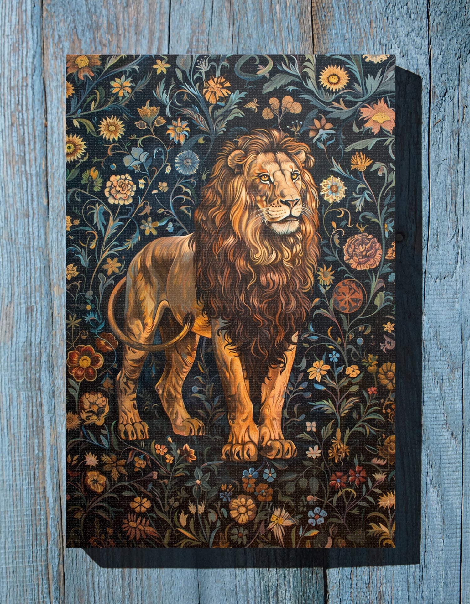 .75&quot; Matte Canvas - Majestic Floral Lion