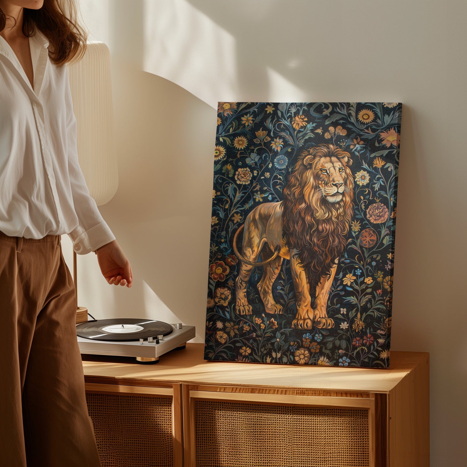 .75&quot; Matte Canvas - Majestic Floral Lion