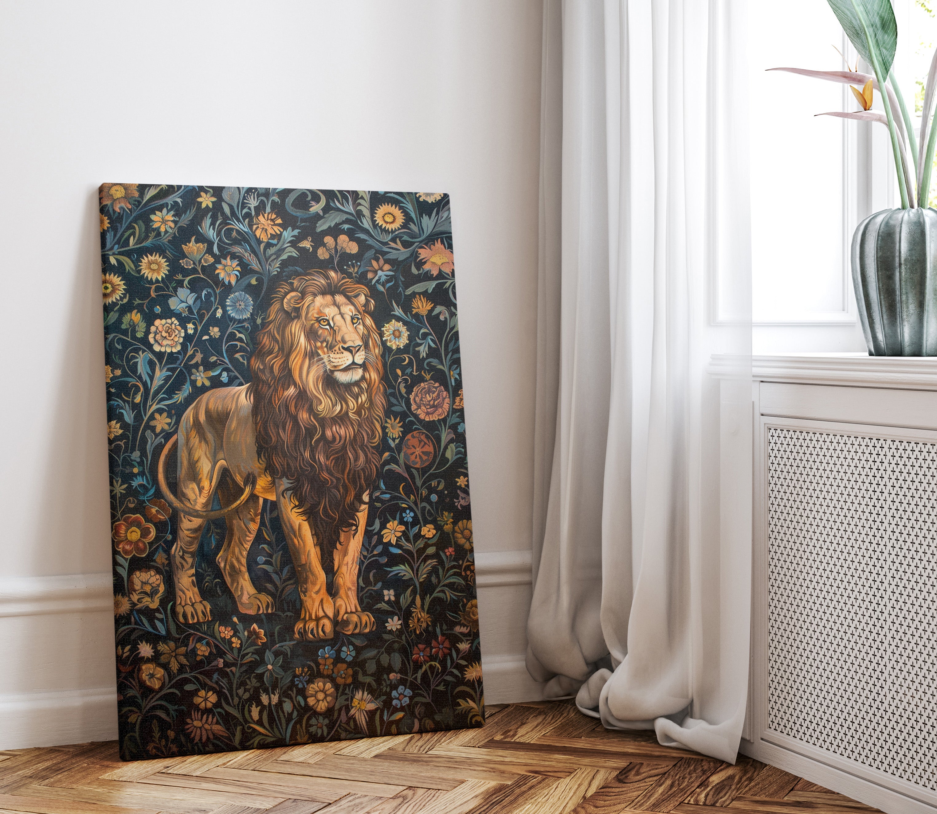 .75&quot; Matte Canvas - Majestic Floral Lion