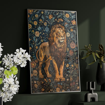 Framed Paper Print - Majestic Floral Lion