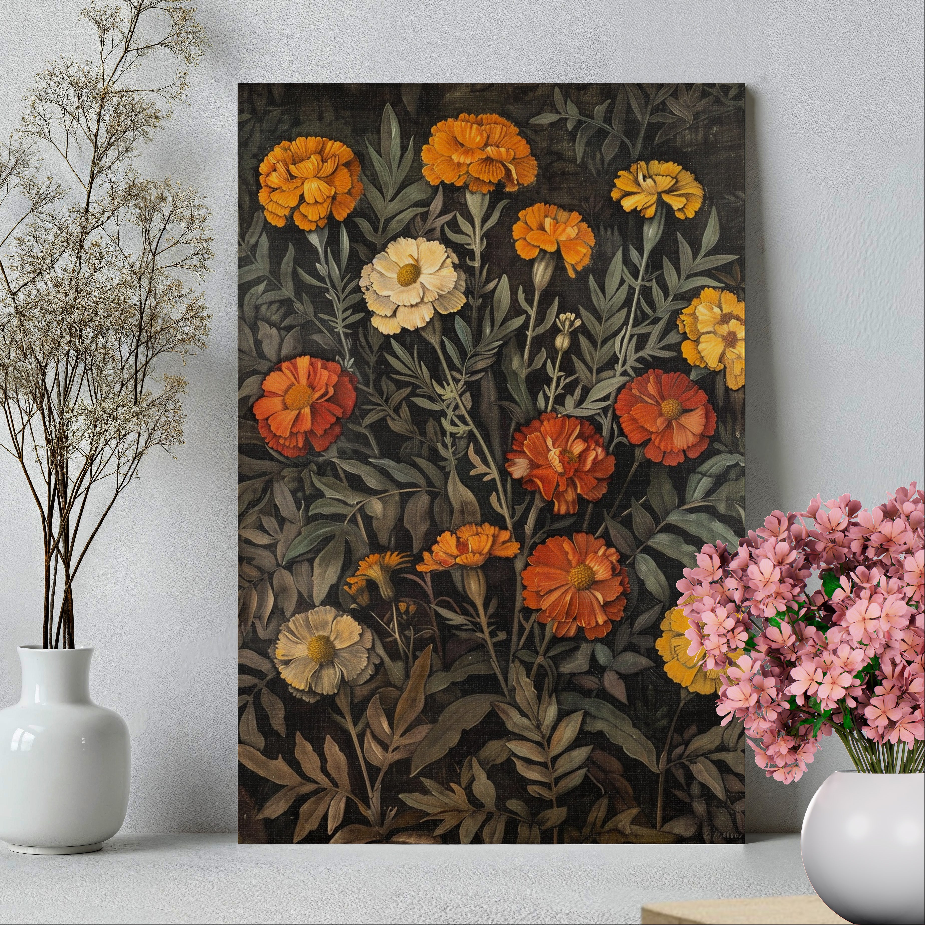 .75&quot; Matte Canvas - Marigold Midnight Garden