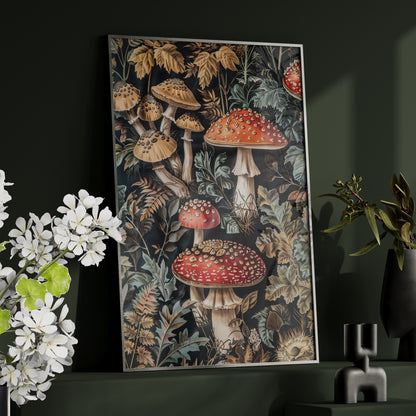 Framed Paper Print - Midnight Mycological Reverie