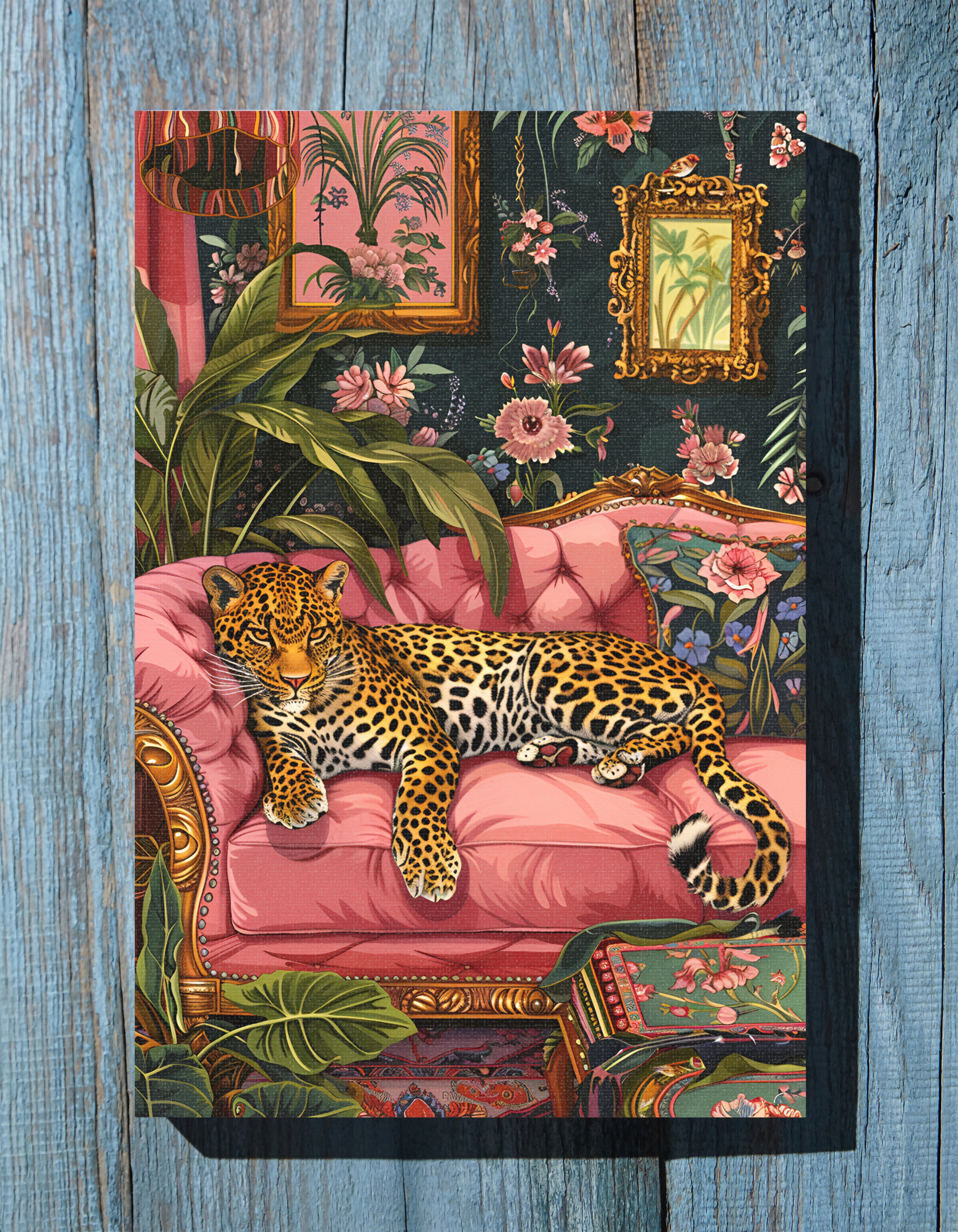.75" Matte Canvas - Leopard Lounge in Bloom