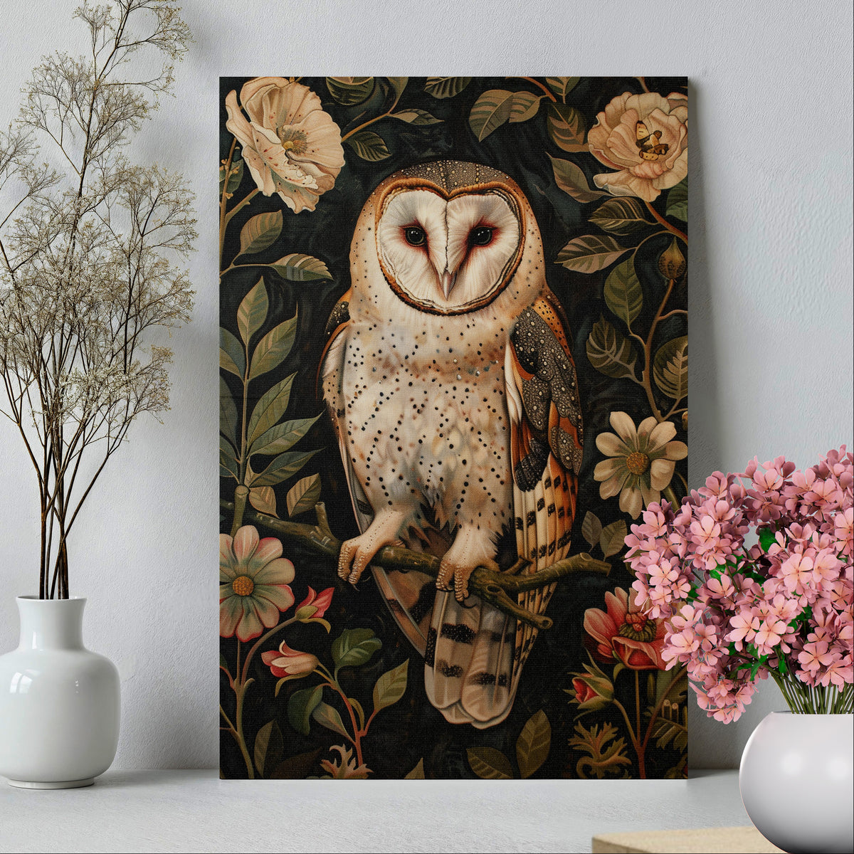 1.25" Matte Canvas - Nocturnal Bloom Owl