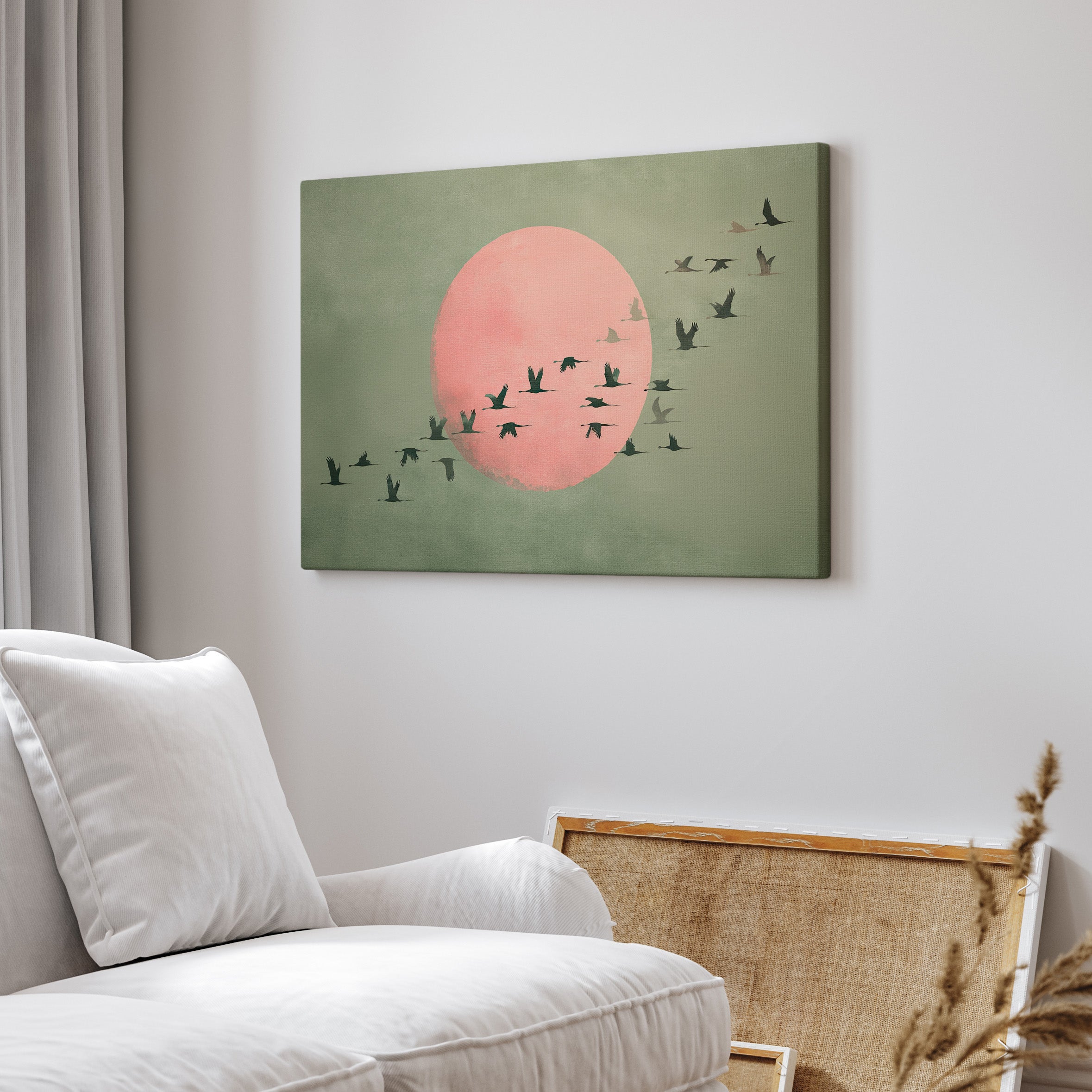 1.25" Matte Canvas - Blush Moon Bird Migration