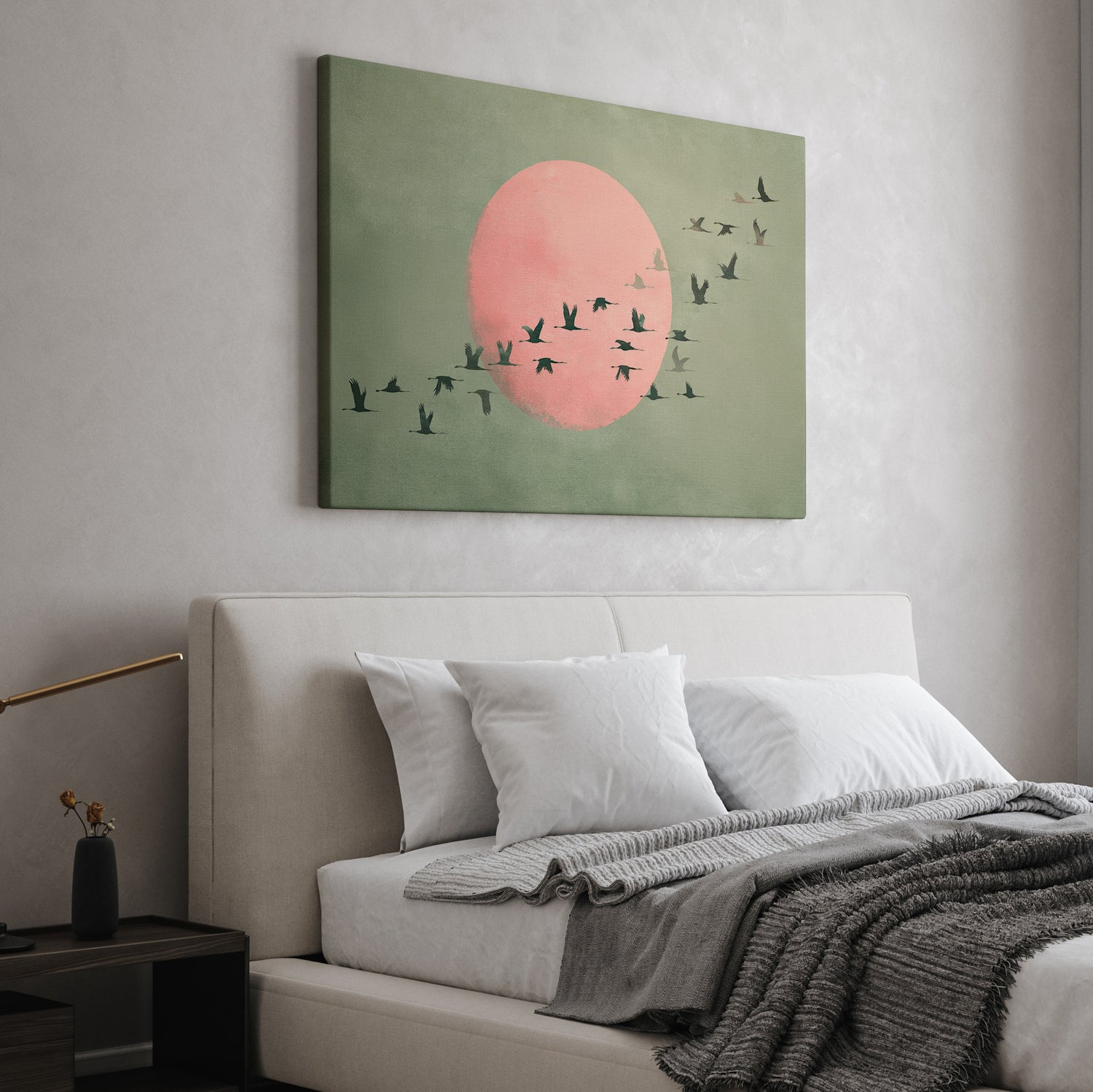1.25" Matte Canvas - Blush Moon Bird Migration