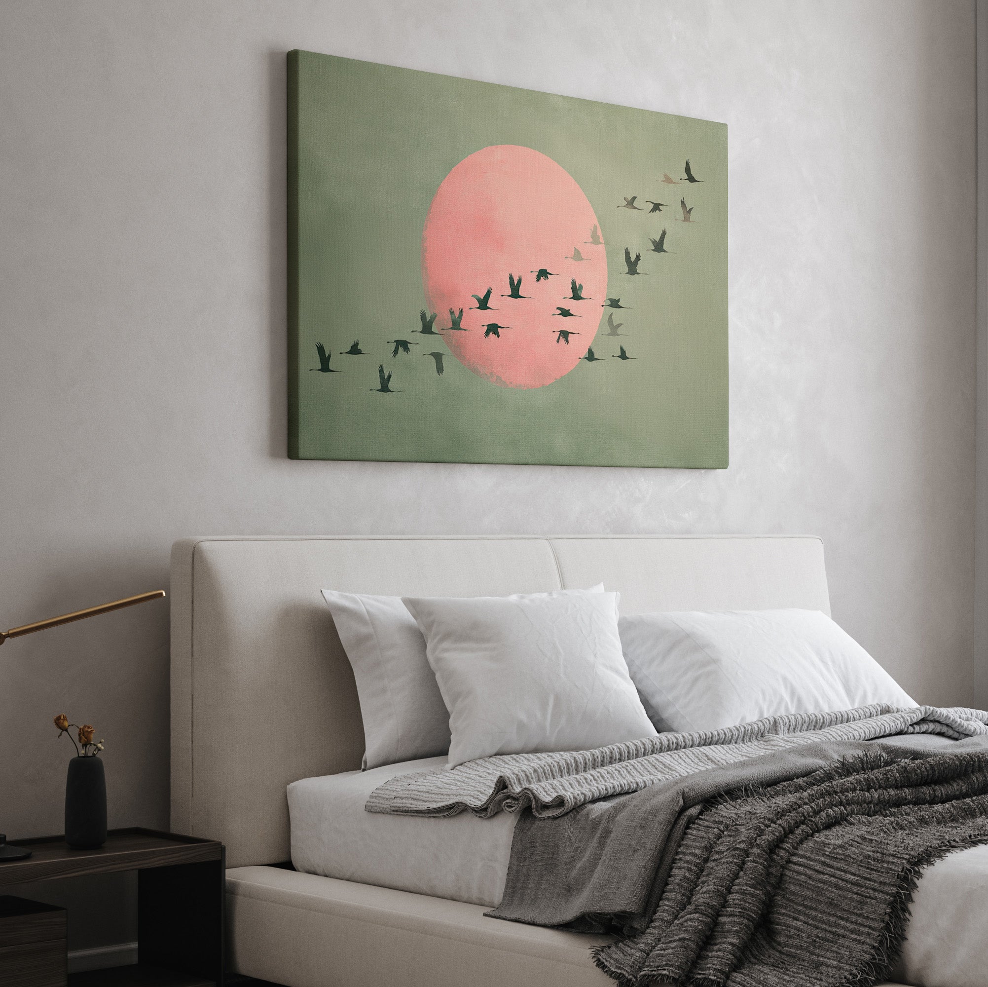 1.25" Matte Canvas - Blush Moon Bird Migration