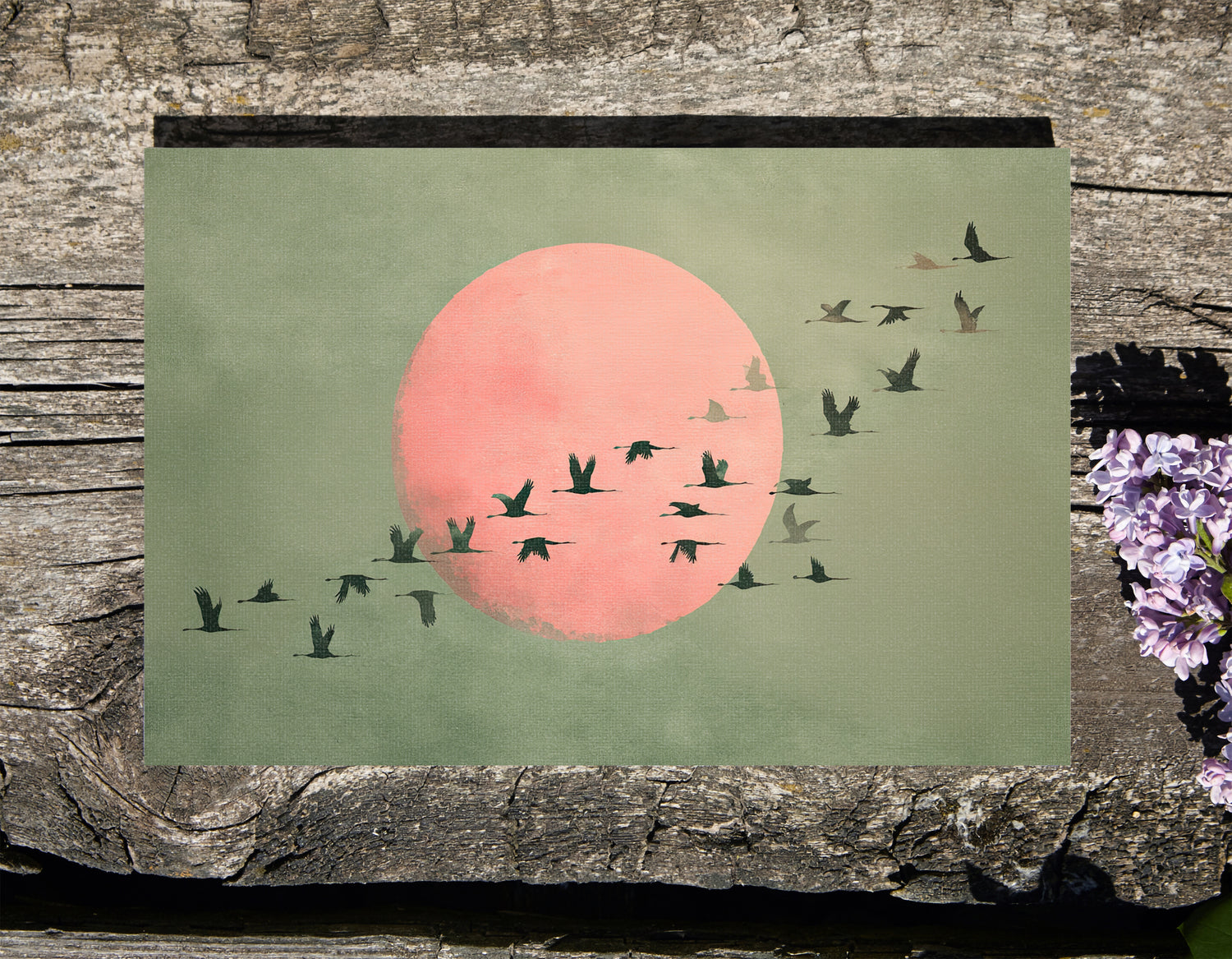 1.25" Matte Canvas - Blush Moon Bird Migration