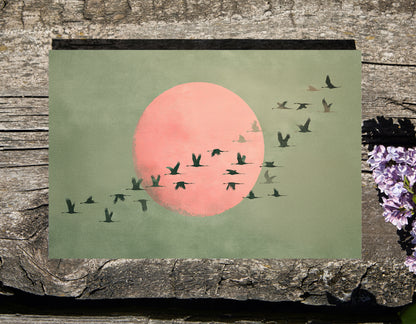 1.25" Matte Canvas - Blush Moon Bird Migration