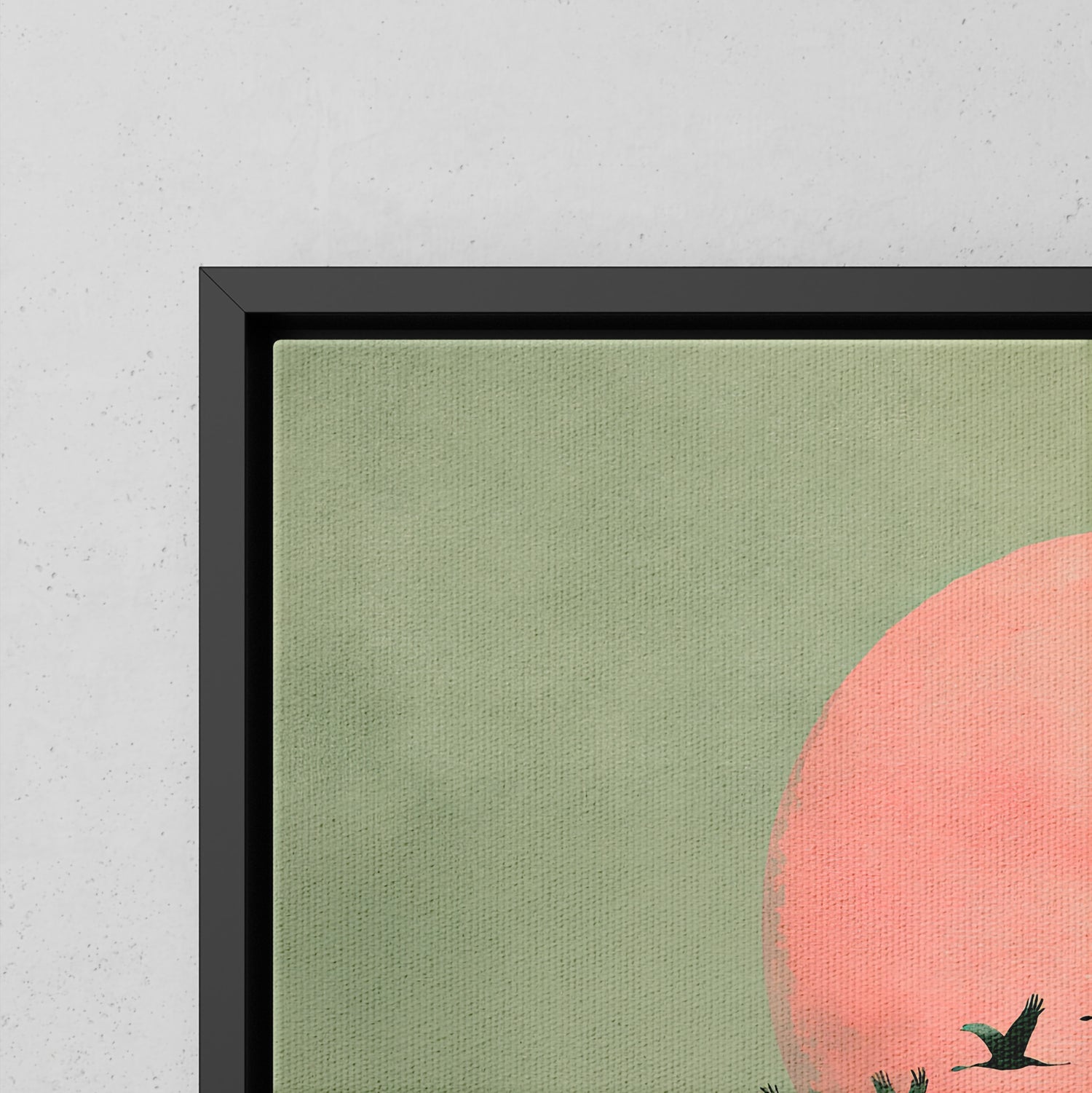 Framed Canvas - Blush Moon Bird Migration