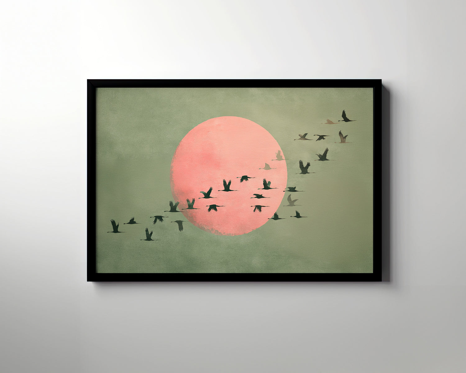 Framed Paper Print - Blush Moon Bird Migration