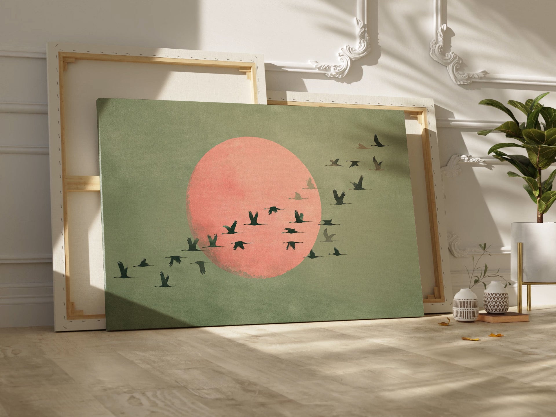 1.25" Matte Canvas - Blush Moon Bird Migration