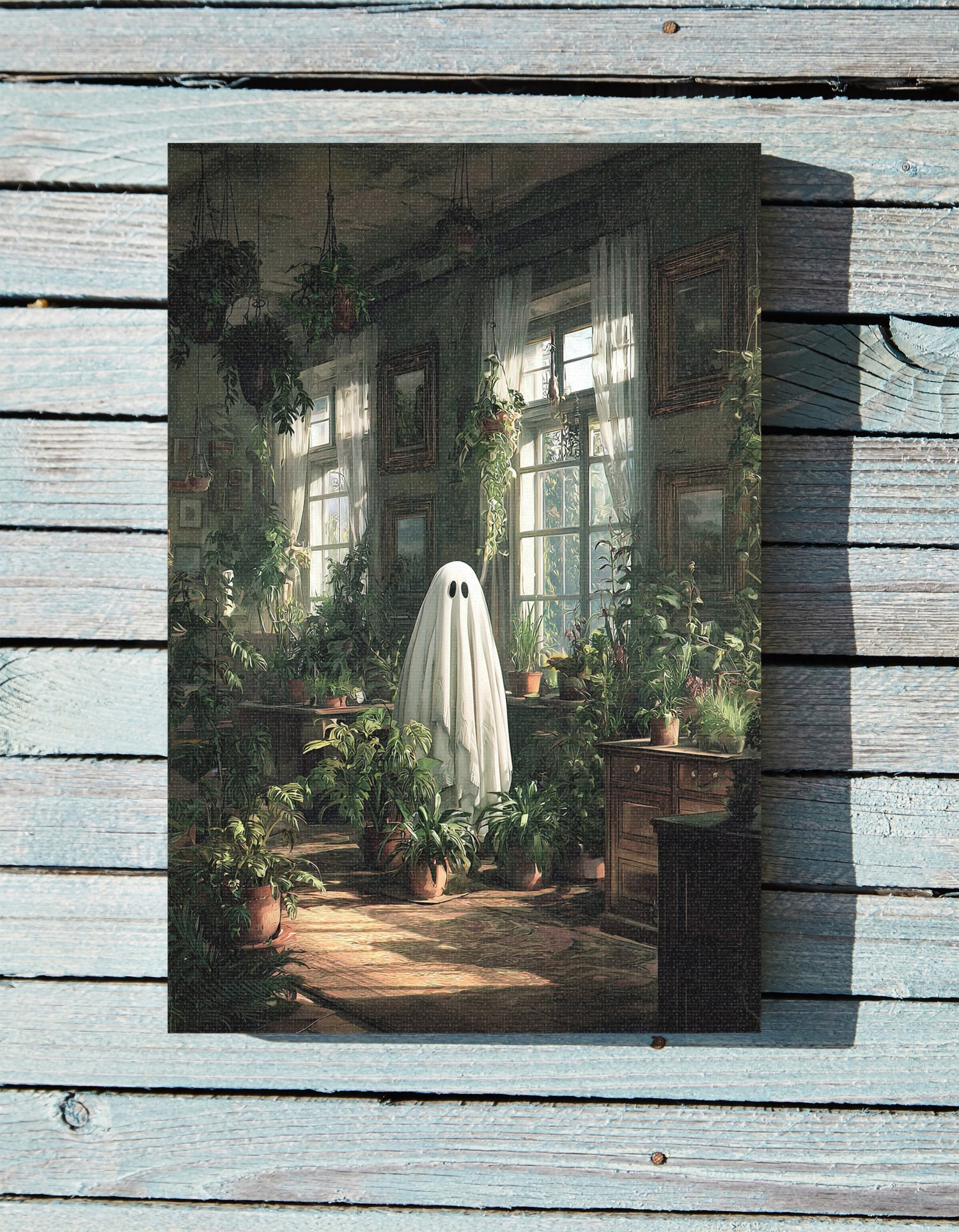 1.25" Matte Canvas - Ghost Among Houseplants