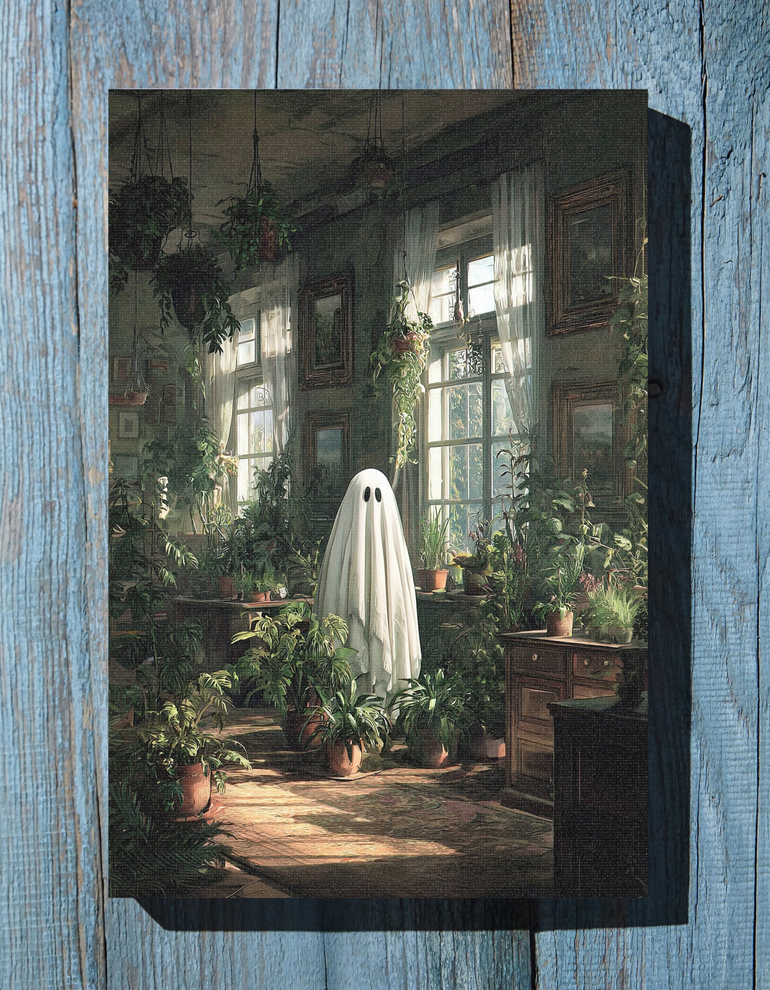 1.25" Matte Canvas - Ghost Among Houseplants