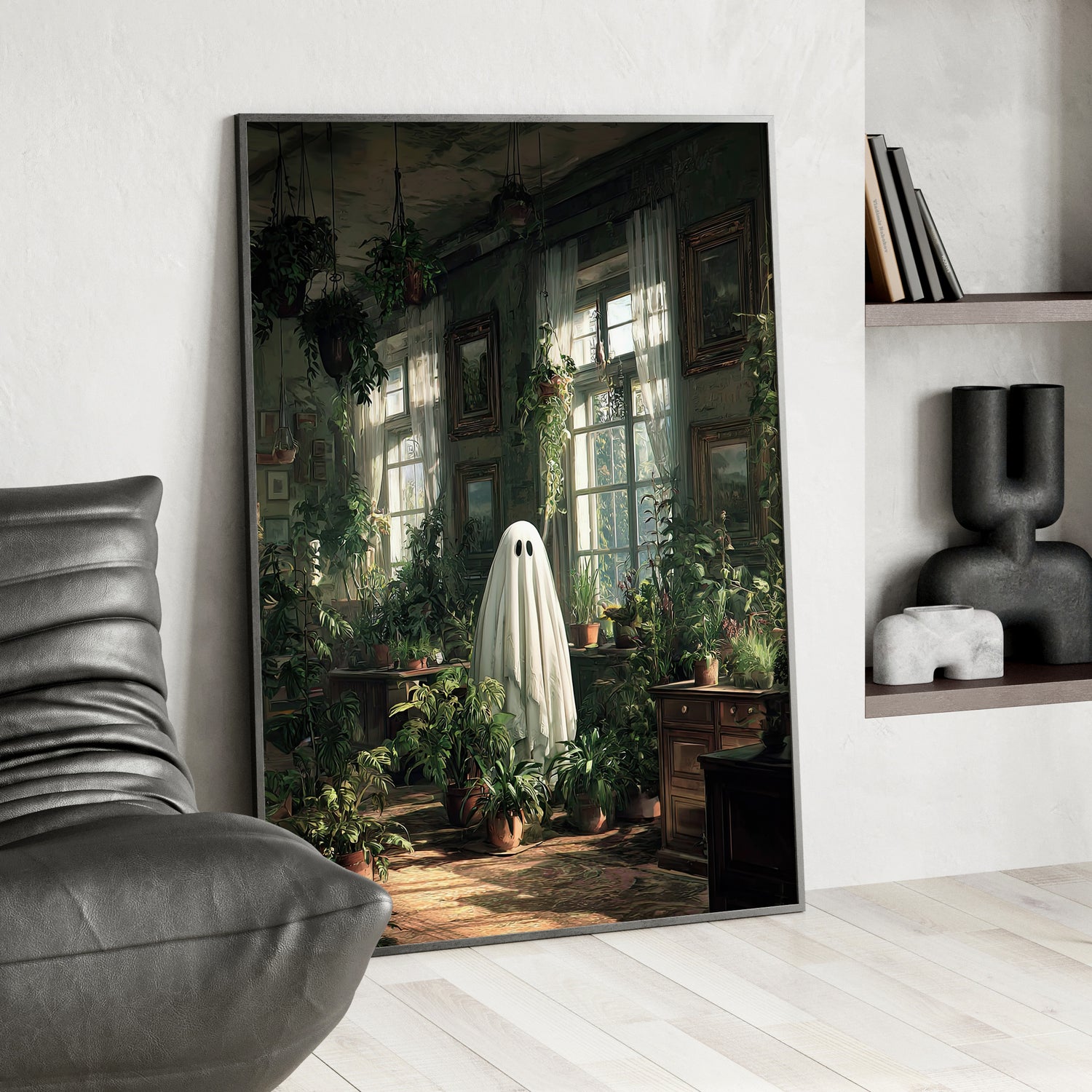 Framed Paper Print - Ghost Among Houseplants