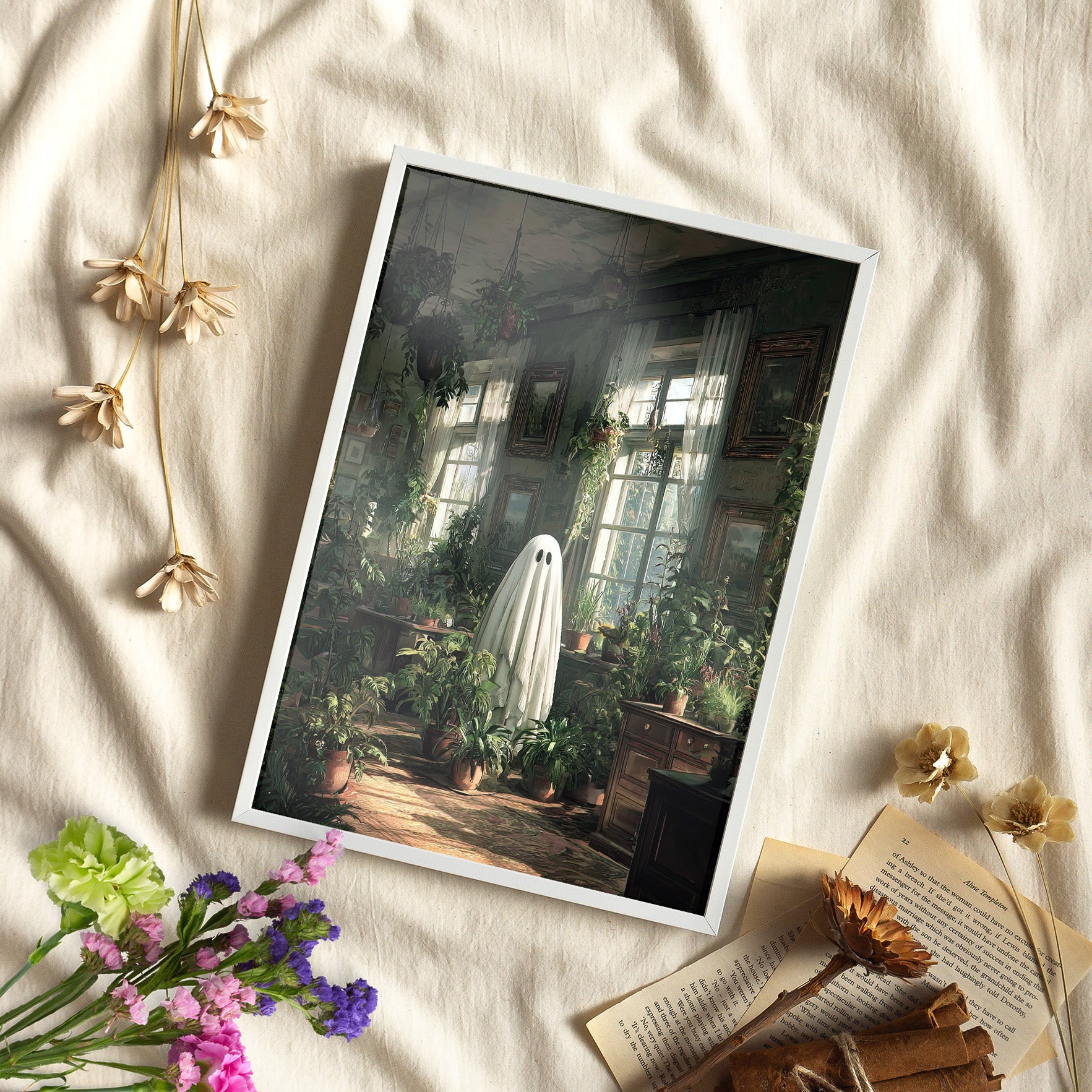 Framed Paper Print - Ghost Among Houseplants