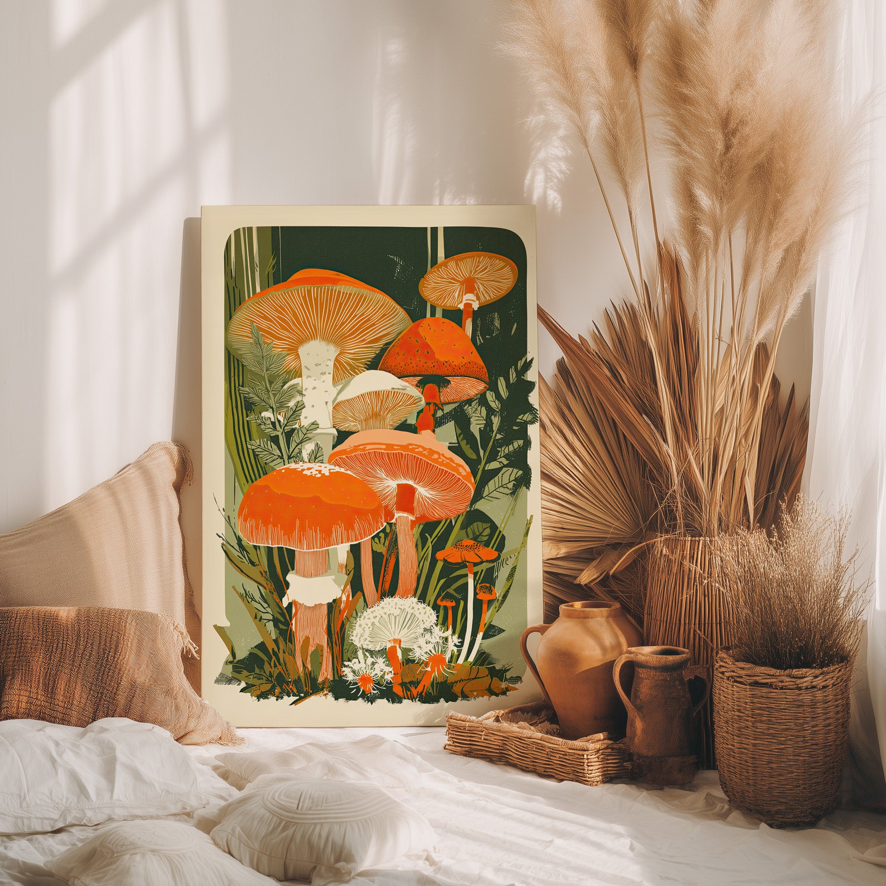 .75" Matte Canvas - Groovy Woodland Mushrooms