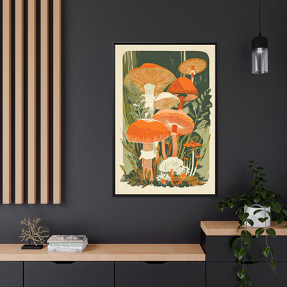 Framed Canvas - Groovy Woodland Mushrooms