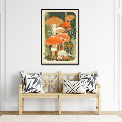 Framed Canvas - Groovy Woodland Mushrooms