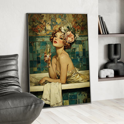 Framed Paper Print - Champagne Bathtub Coquette