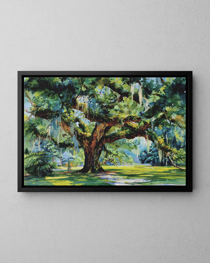 Framed Canvas - Whispering Southern Live Oak