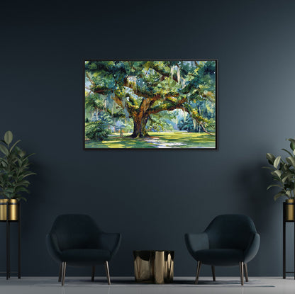 Framed Canvas - Whispering Southern Live Oak