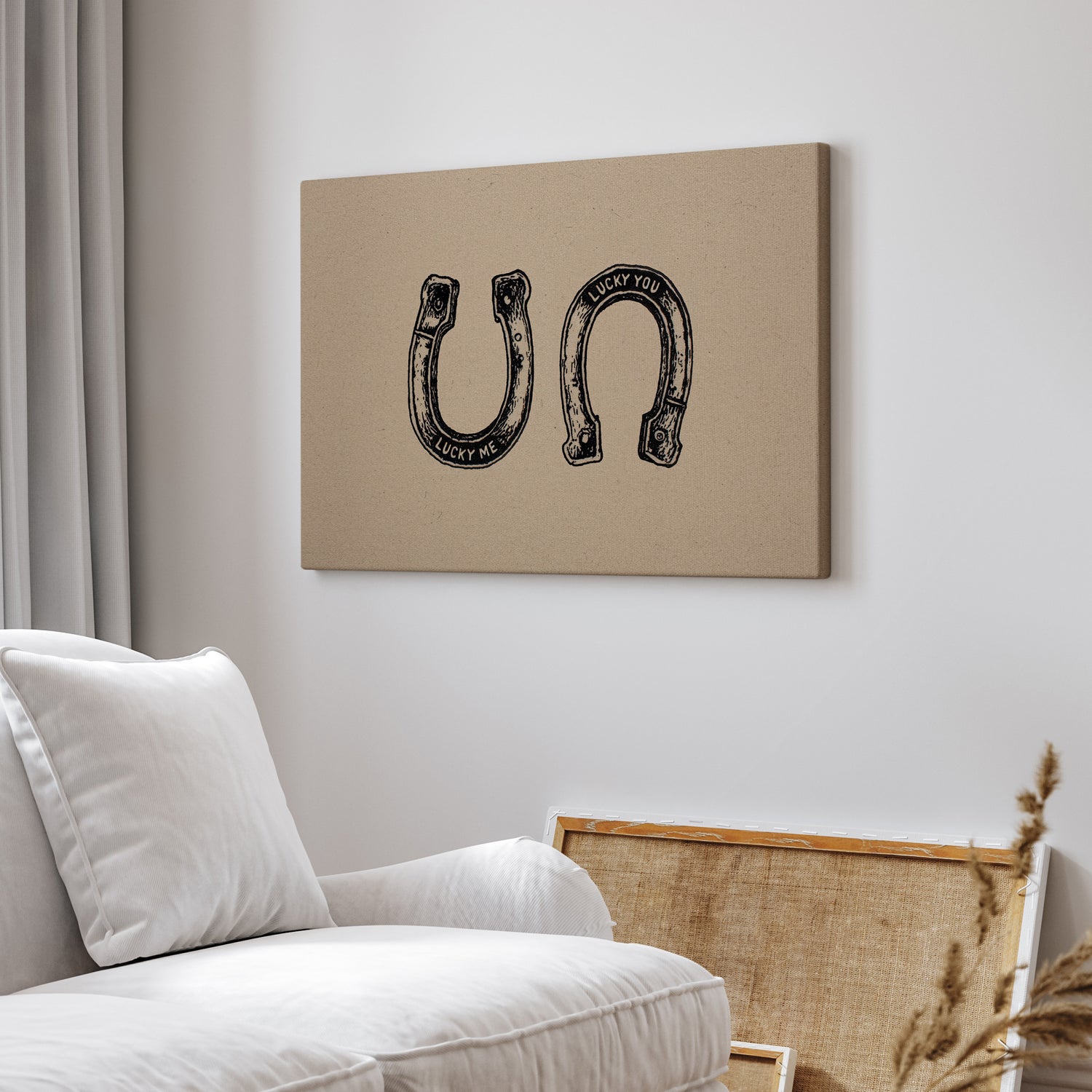 .75" Matte Canvas - Lucky Me Lucky You Horseshoes