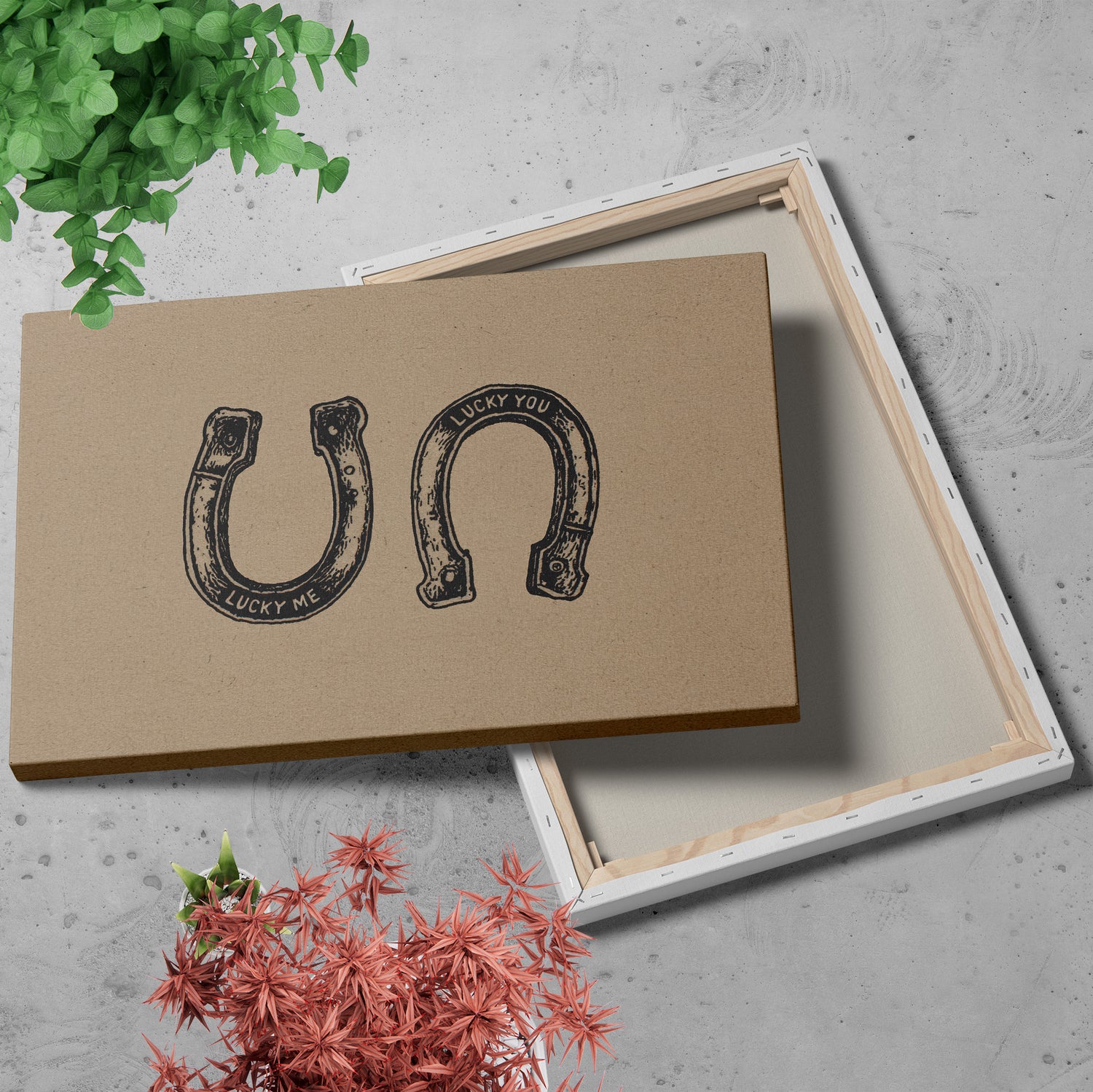 .75" Matte Canvas - Lucky Me Lucky You Horseshoes