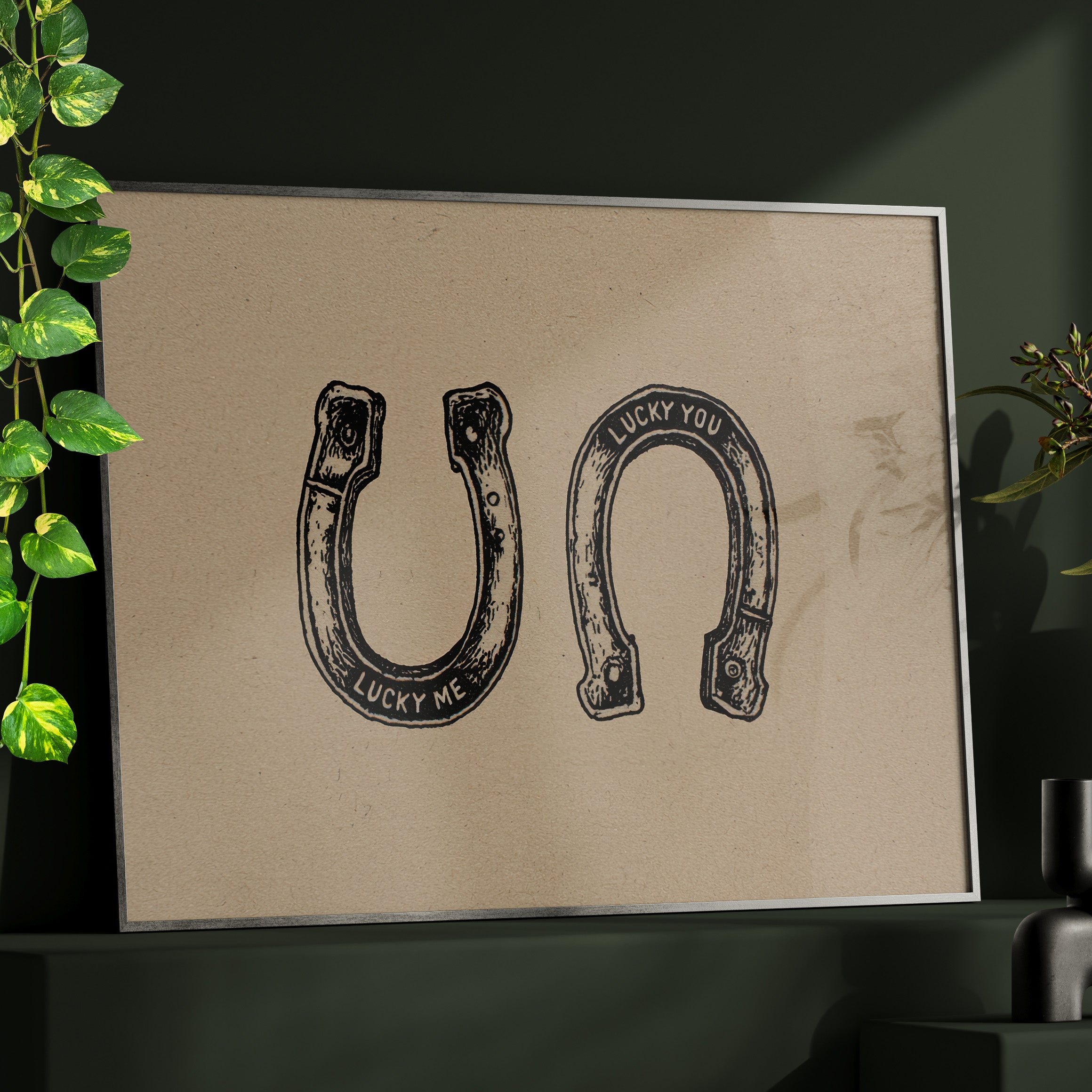 Framed Paper Print - Lucky Me Lucky You Horseshoes