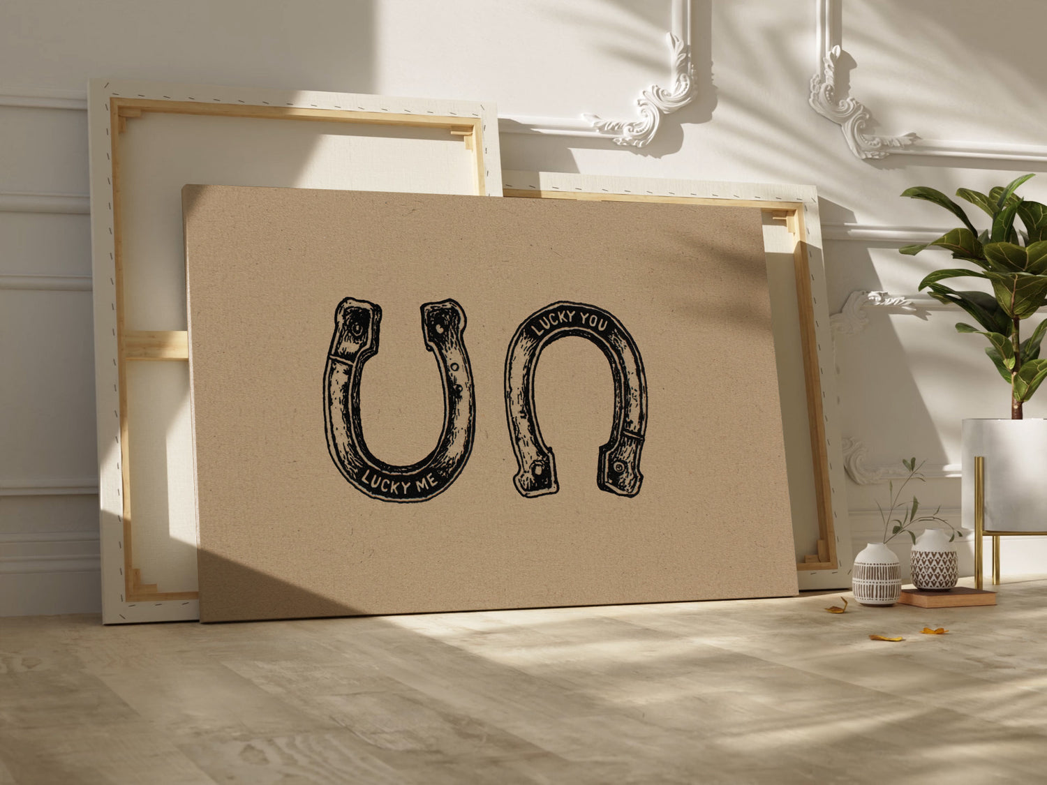 .75" Matte Canvas - Lucky Me Lucky You Horseshoes
