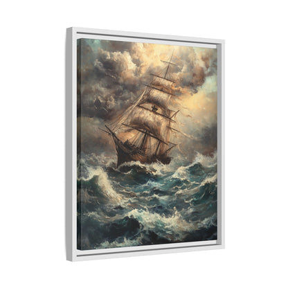 Framed Canvas - Stormy Voyage Sailing Ship