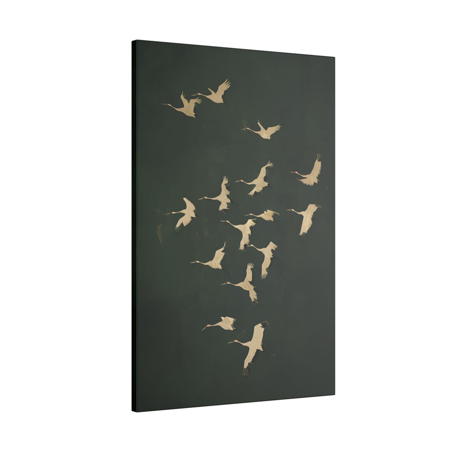 .75&quot; Matte Canvas - Emerald Sky Japanese Cranes