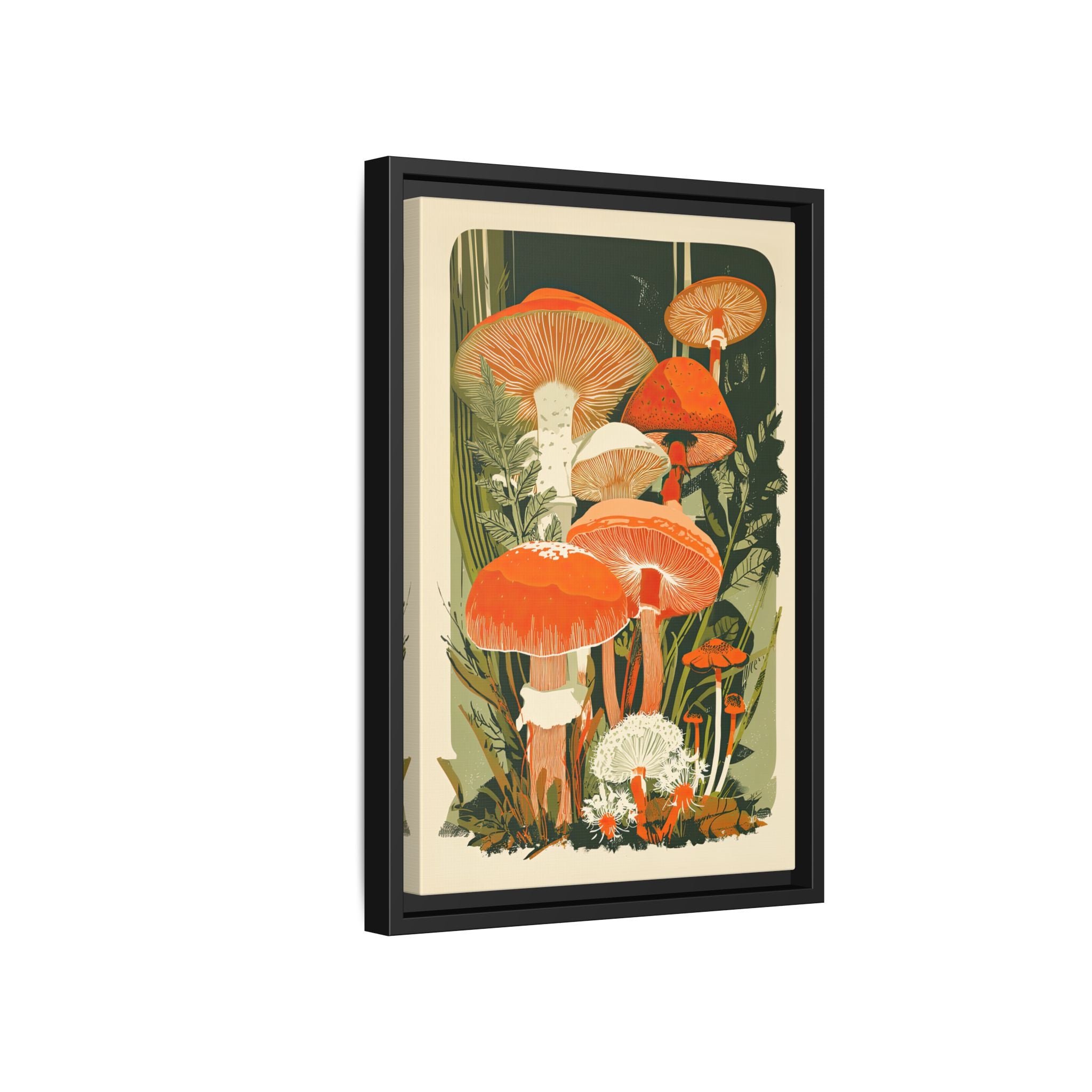Framed Canvas - Groovy Woodland Mushrooms