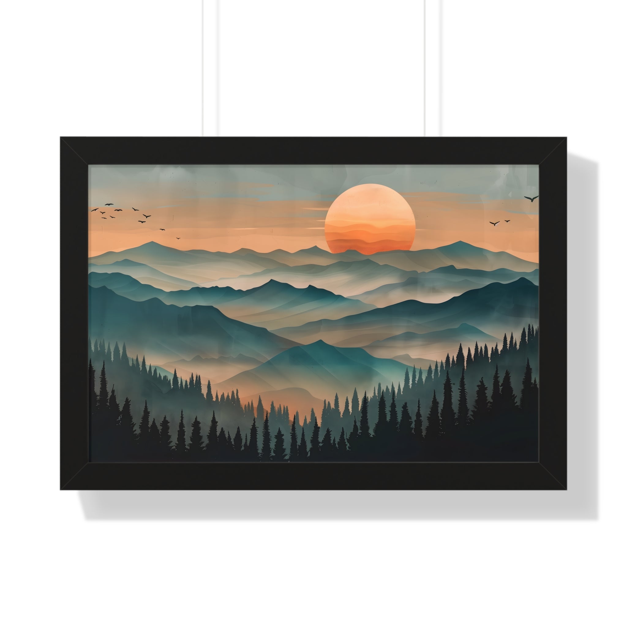 Framed Paper Print - Sunset Serenity Mountain Range