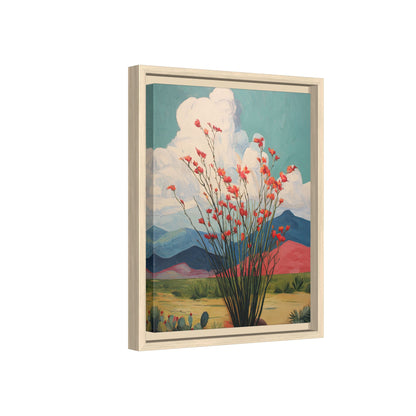 Framed Canvas - Ocotillo Cactus Desert Bloom