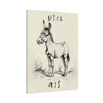 1.25" Matte Canvas - Donkey Line Art Humor