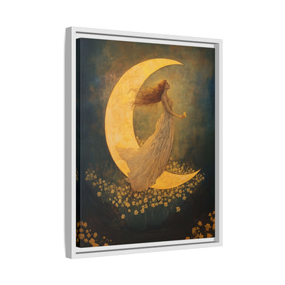 Framed Canvas - Moonlit Dreamer with Daffodils