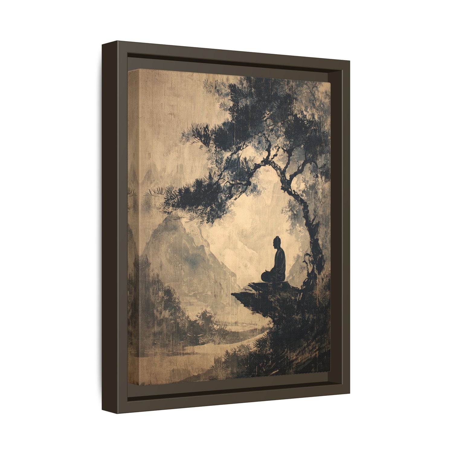 Framed Canvas - Mountain Tree Zen Silence