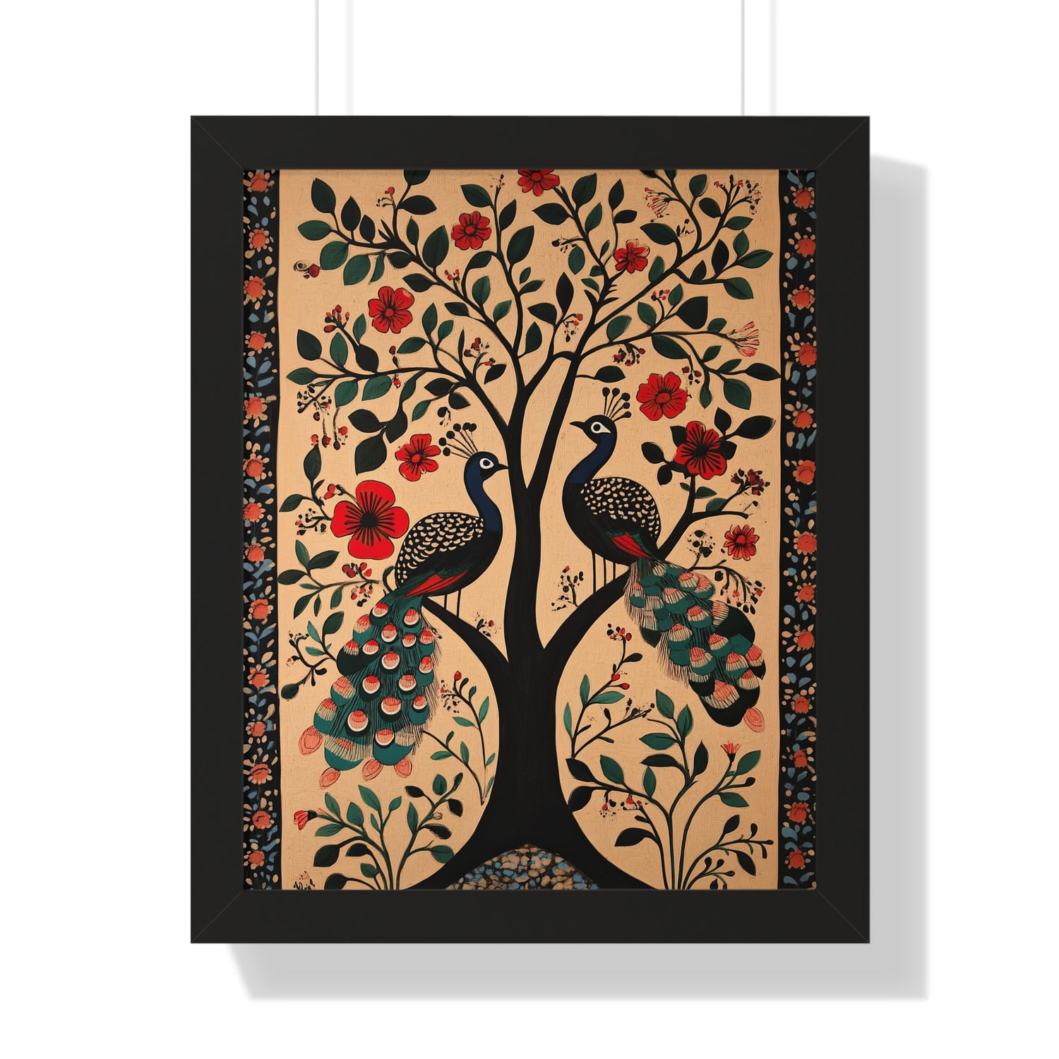 Framed Paper Print - Lovers Under Blooming Canopy