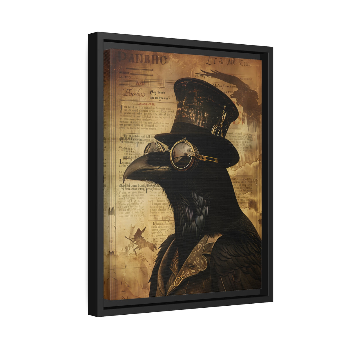Framed Canvas - Steampunk Raven&
