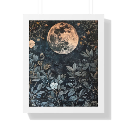 Framed Paper Print - Midnight Moonlit Garden