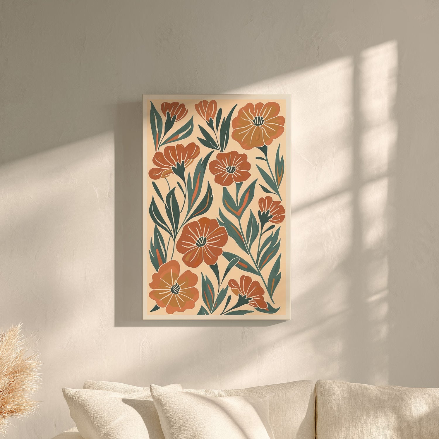 .75&quot; Matte Canvas - Burnt Orange Boho Blossoms
