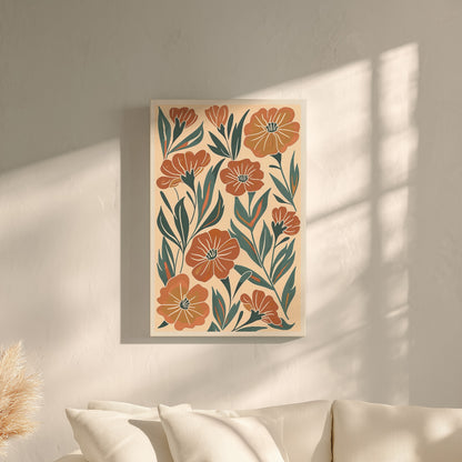 .75&quot; Matte Canvas - Burnt Orange Boho Blossoms
